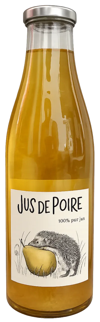 une bouteille de jus de poire